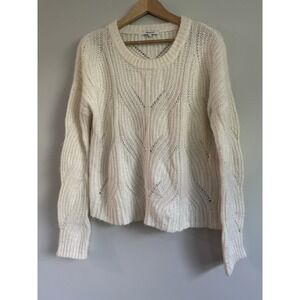 Madewell Charley Alpaca blend Pointelle cable knit Pullover Sweater Size Medium‎